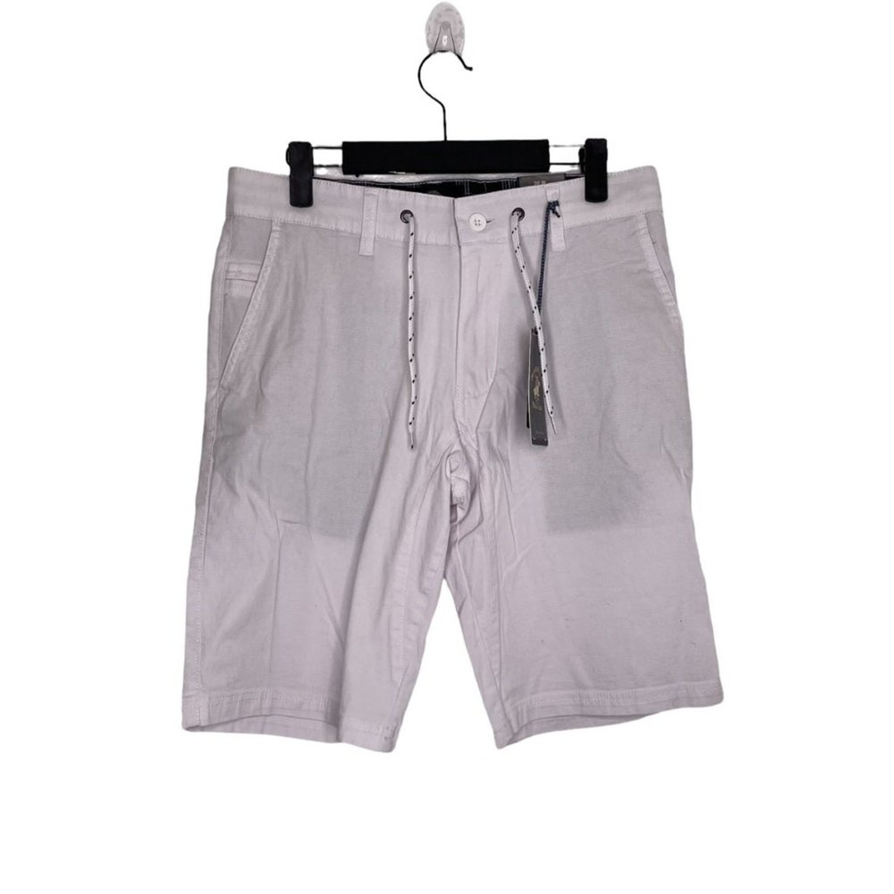 Beverly Hills Polo Club Mens White Stretch Relaxed Straight Shorts 30 M6340SBR1